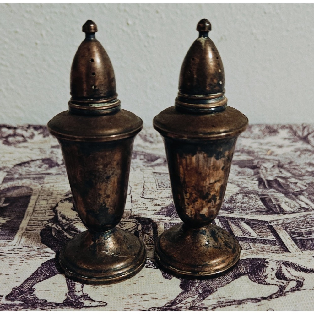 Pair of Vintage Crown Sterling Silver Weighted Salt and Pepper Shakers